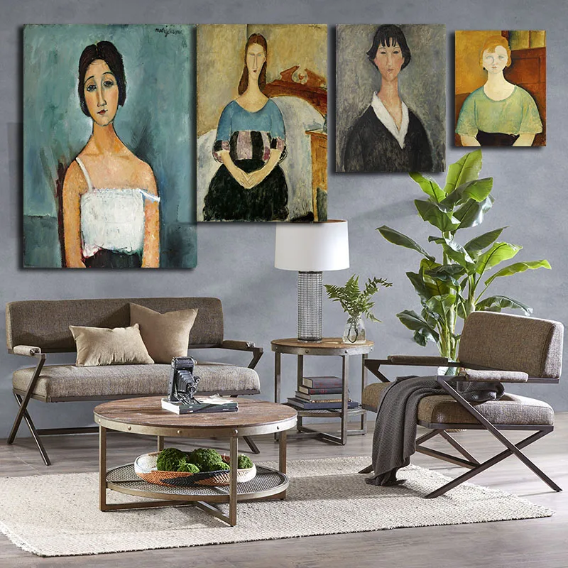 Modigliani christina портрет Картина Маслом Печатная на холсте Куадрос Настенная картина