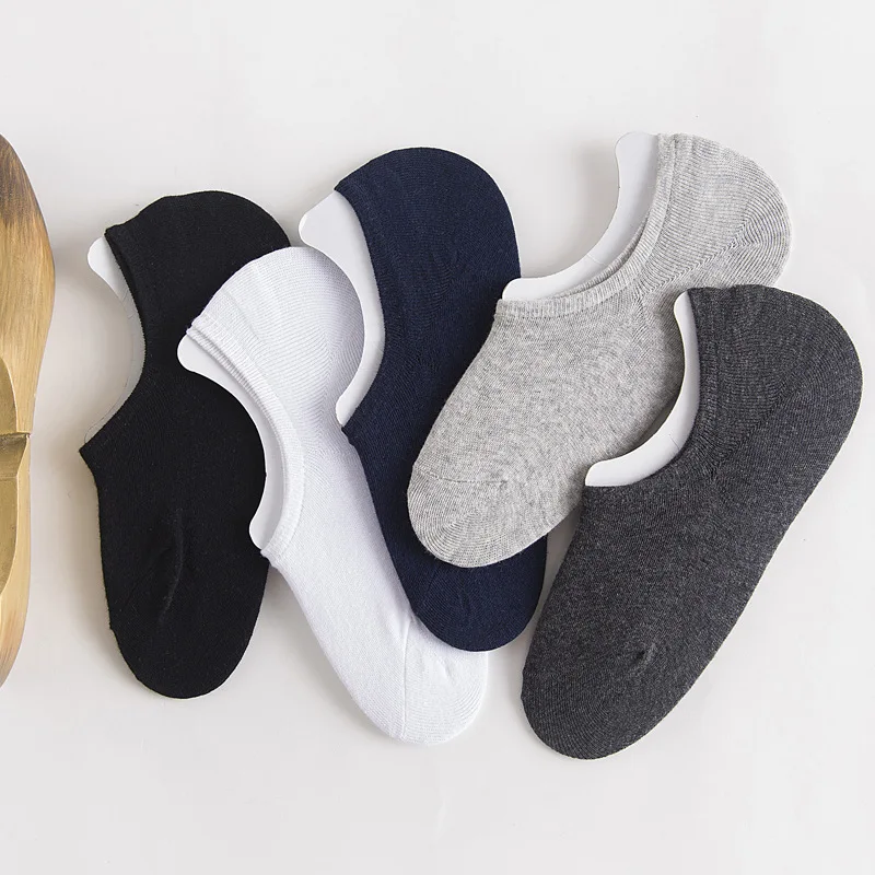 

10 Pairs/lot Male Antiskid Sock Slippers Invisible Socks Cotton Summer Non-Slip Boat Socks Solid Color