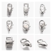 50pcs polishing stainless steel lobster clasps hooks end clasp connectors for diy necklace bracelet keychain jewelry making
