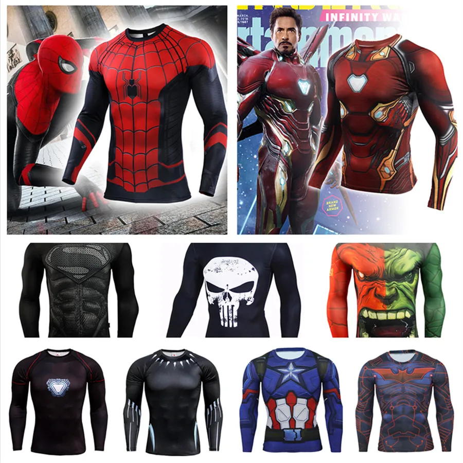 С супергероем компрессионное Мужская быстросохнущая Толстовка с длинным