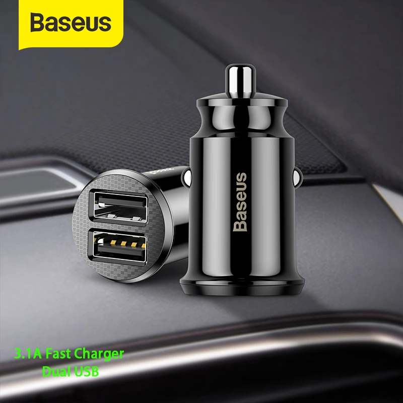 

Baseus Universal Mini Car Charger For Mobile Phone Tablet GPS 3.1A Fast USB Charger Dual Usb Car Phone Charger Adapter In Car