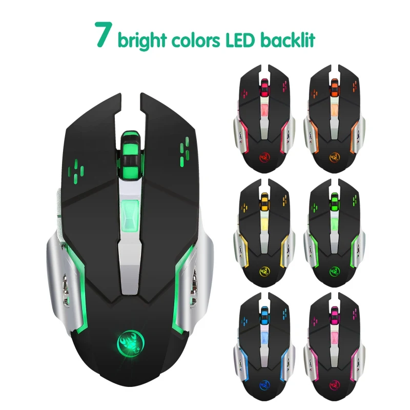 Беспроводная игровая мышь 2 4 ГГц перезаряжаемая цветная бликующая 2400 точек/дюйм