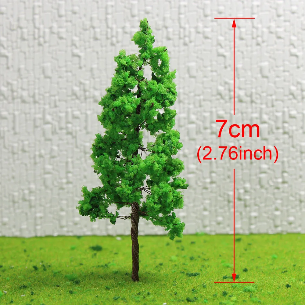 

G7027 20pcs/40pcs/80pcs Model Trees TT Scale 1:100 Green 7cm high 3cm wide Model Trees Railway Layout Iron Wire Trees