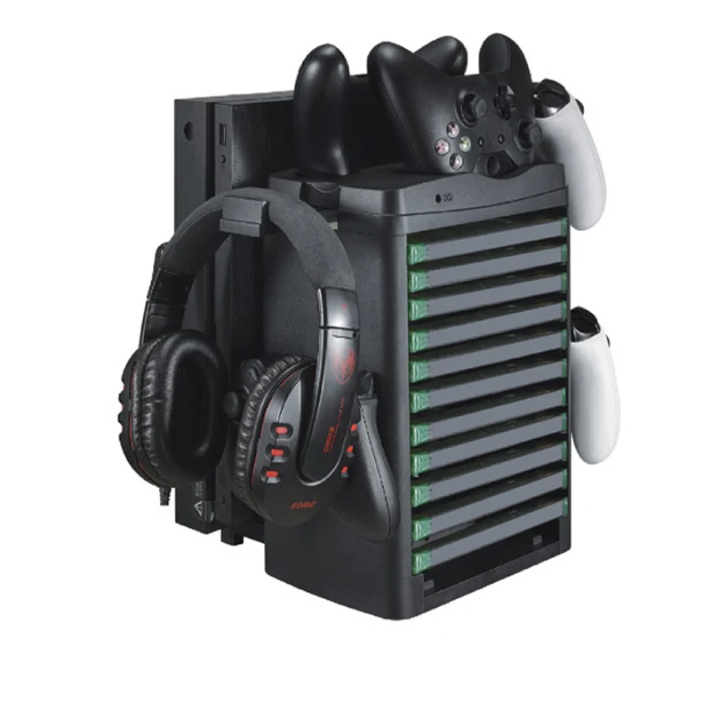 For Xbox one/ One X / ONE Slim Game Console Collection Vertical Stand Charging Dock Cooling Fan Hook Discs Storage Tower | Электроника