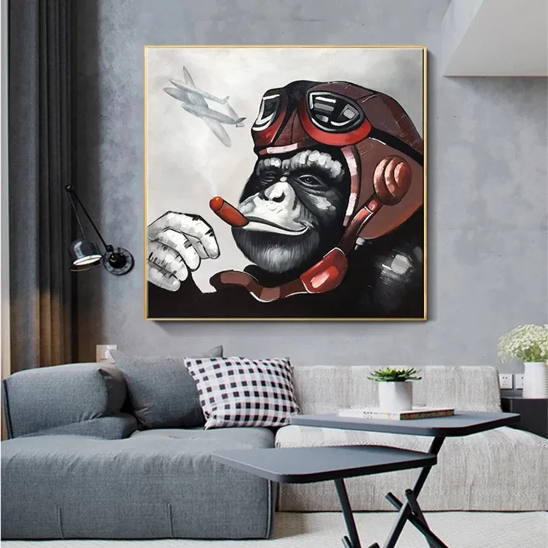 Обезьяна Gorilla Smoking постеры с животными and Ptints Картина на холсте настенные картины