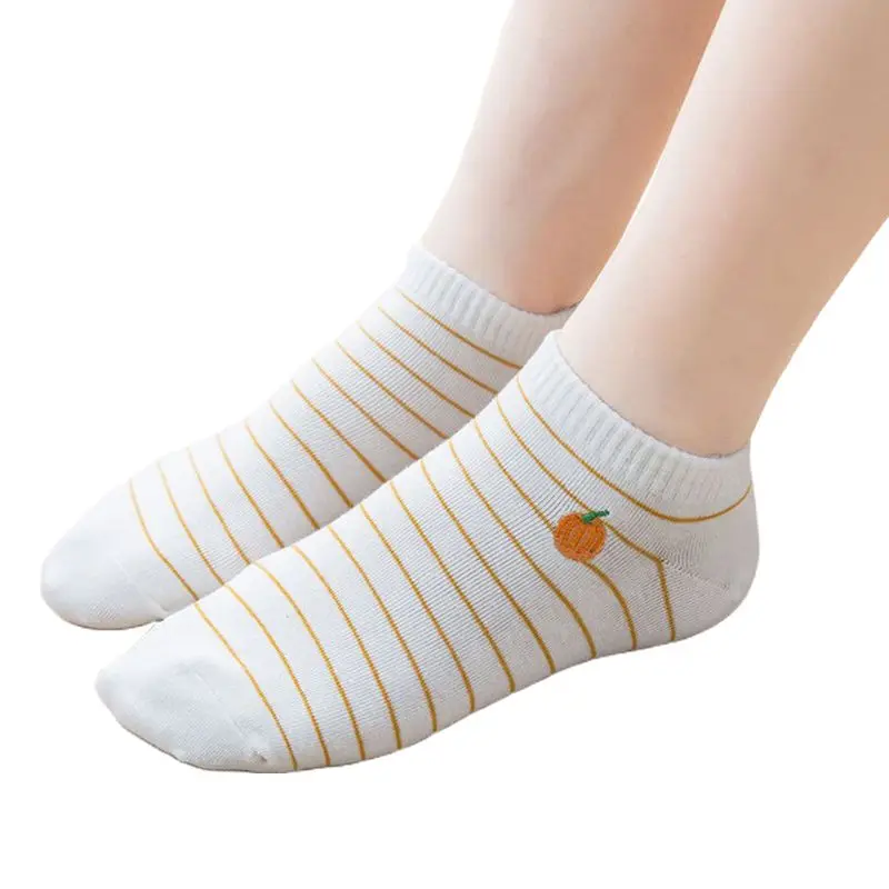 Женские хлопковые носки-лодочки в полоску милые короткие Чулочные изделия с