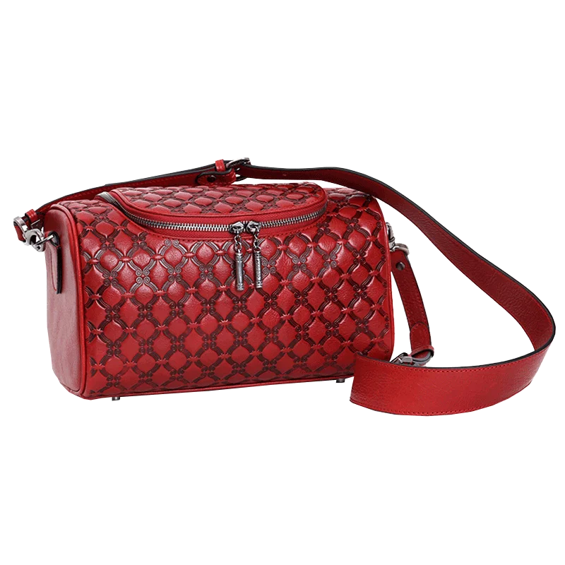 

NAISIBAO 2021 new Genuine leather handbag retro embossed bag fashion shoulder Messenger bag female original personality Boston b