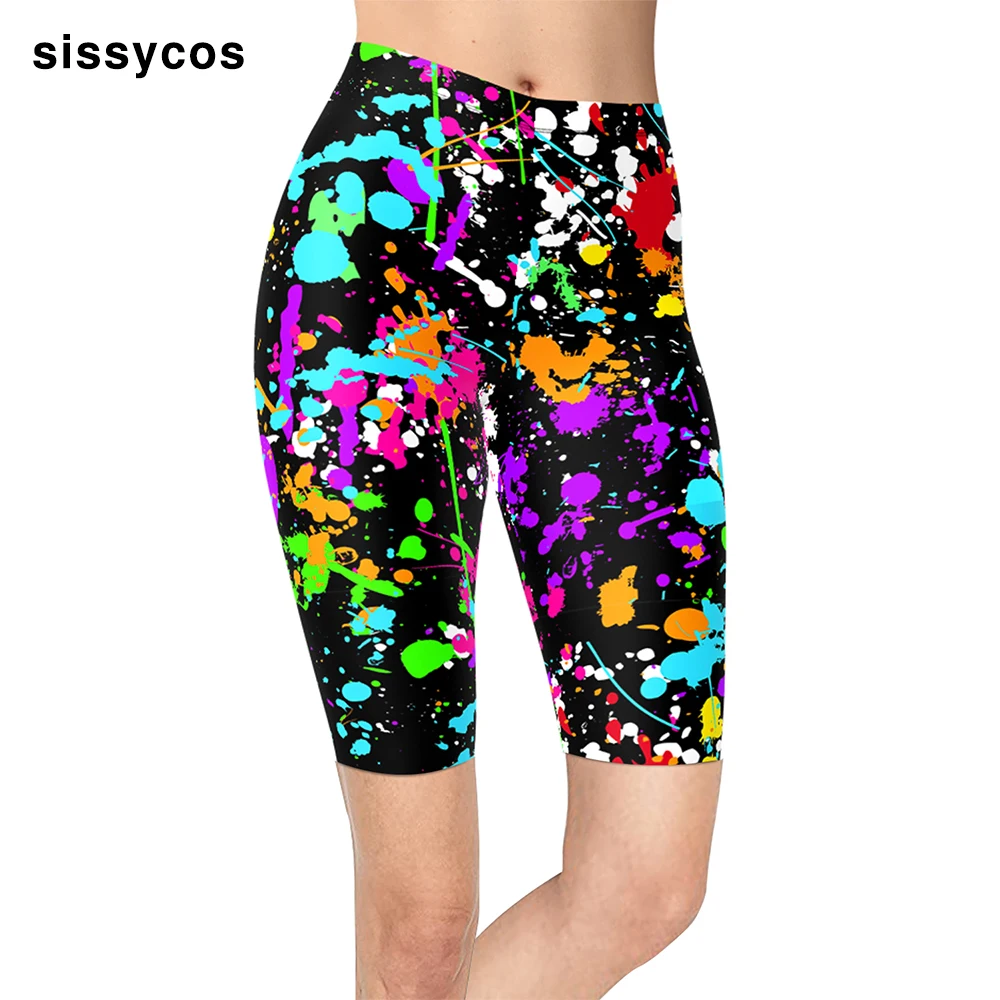 

sissycos 2021 Summer Splash Tie Dye Printed Biker Short Leggings for Women Girls 80s Stretch Fitness Brushed Buttery Soft Pants