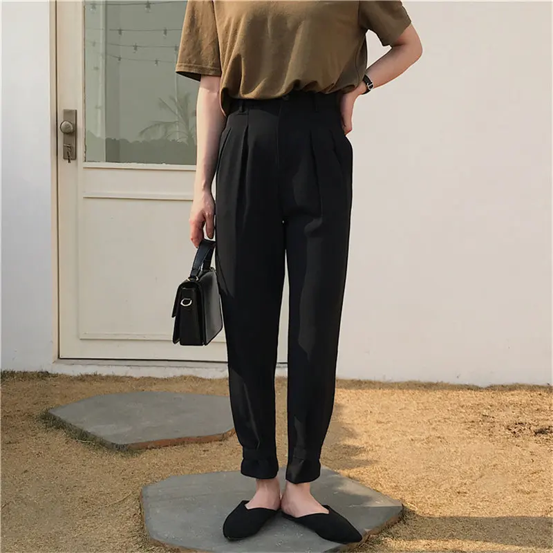 HziriP New Fashion Chic Large Size Trousers 2020 Slender Casual All Match High Waist Loose Solid Women Brief Pencil Pants | Женская