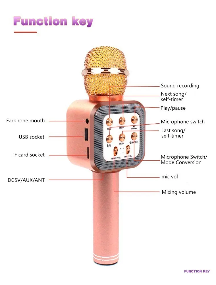 WS-1818 беспроводной Bluetooth ручной микрофон динамик с коробкой светодиодные микрофоны для онлайн классной комнаты учителя VIPkids детей