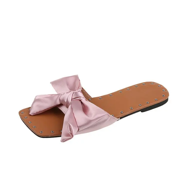 

New Women's Sandals Square Head Shoes Woman Fashion Female Shoes Summer Bow Sandals Lightweight Shoes Women Beach Shoes Slippers