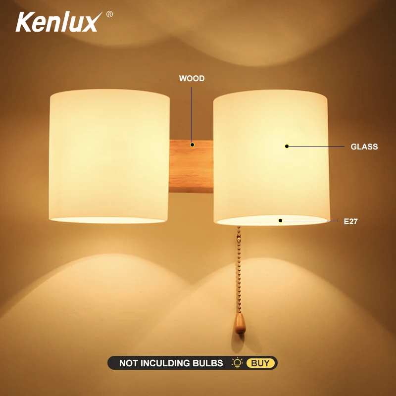 Внутренняя деревянная настенная лампа в скандинавском стиле стеклянный