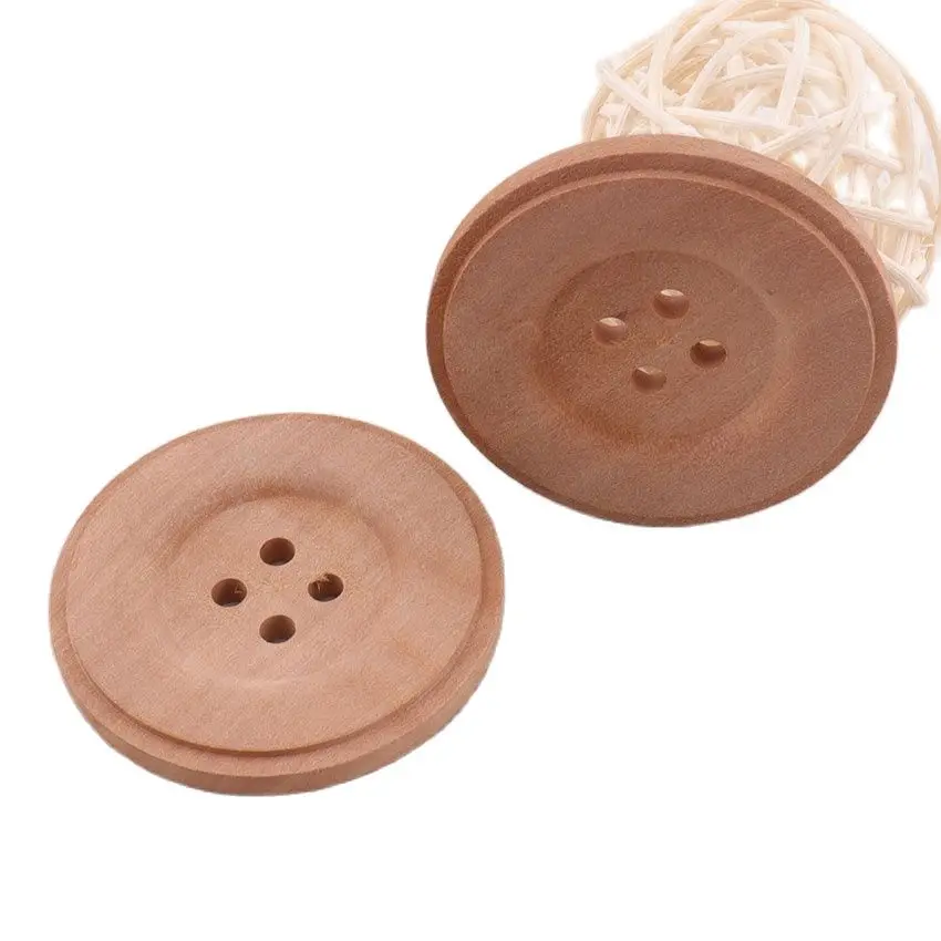 6 шт бледно желтые круглые деревянные пуговицы с 4 отверстия для пришивания