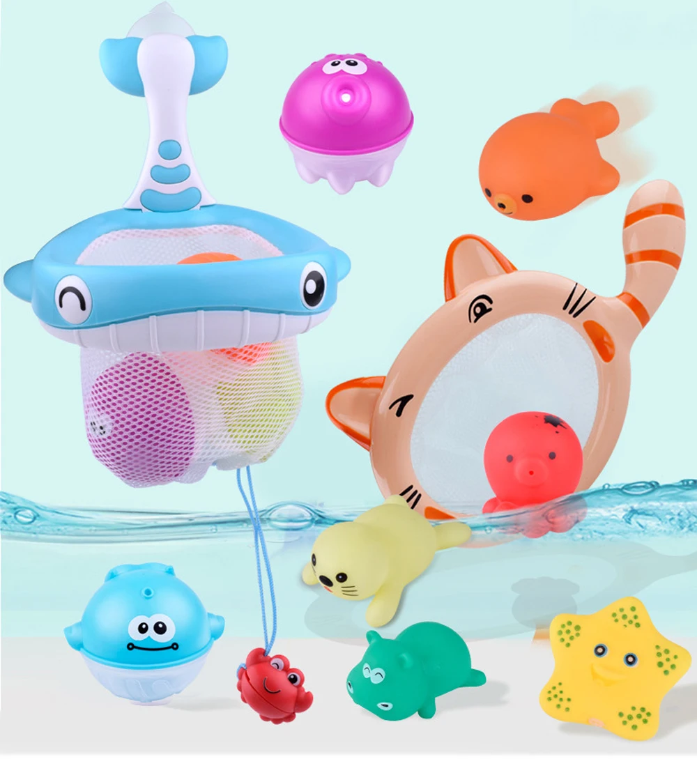 Детские Игрушки для ванны морские животные рыболовные сети игрушки воды игровой