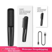 heated hair straightening comb with anti scald auto temperature lock 3 heat levels hair straightener brush for home use tool