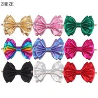 popular metallic waffles headband for baby double layer bow hairband girls elastic hair band kids festival accessories