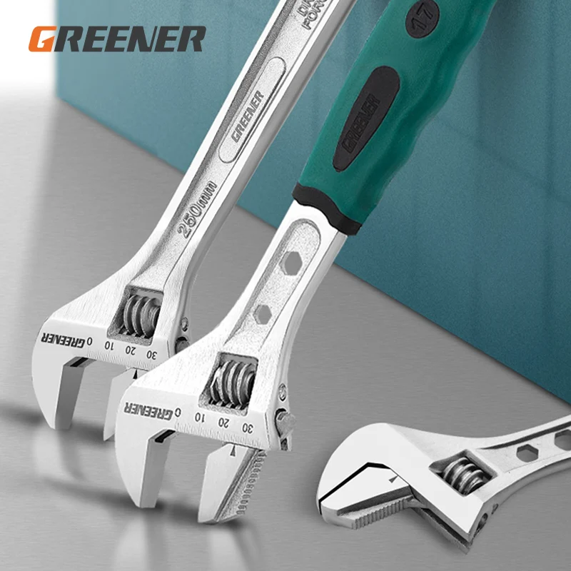 

reener Adjustable Wrench Universal Spanner Household Enlarge Open Bathroom Wrench Key Nut Wrench Plumbing Manual Repair Tools