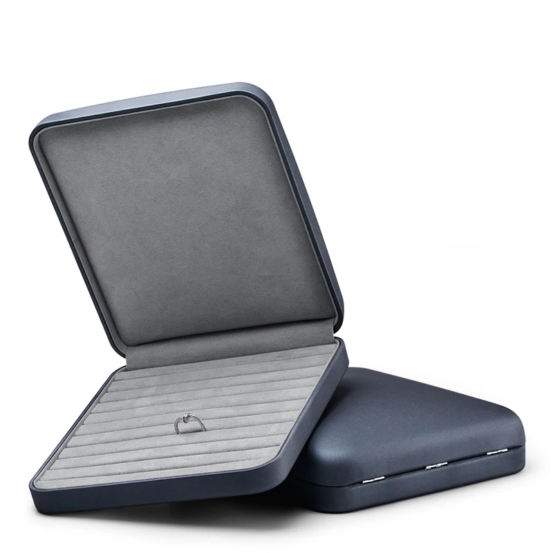 

Голубая шкатулка для украшений Oirlv, оригинальный дизайн, многослойная эластичная шкатулка из искусственной кожи для колец, жемчужин, ожерел...