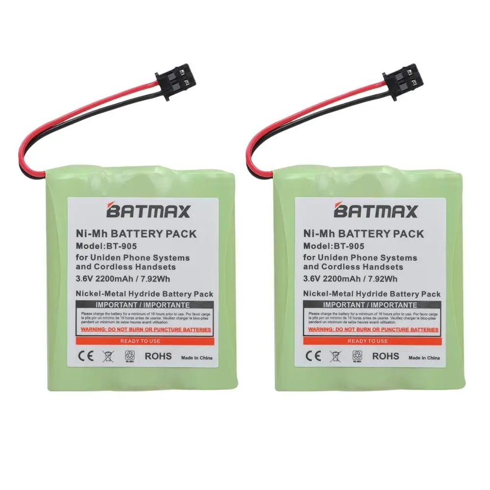 2pcs 2200mah bt 905 bt905 battery for uniden bt905 bt 800 bbty0663001 bt 1006 bbty 0444001 bp 800 bp 905 cordless handset phone free global shipping