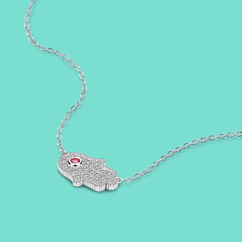 

Новый 925 подлинной стерлингового серебра ожерелье творческая кубический циркон инкрустированные ладони с подвесками, оригинальные Серебр...