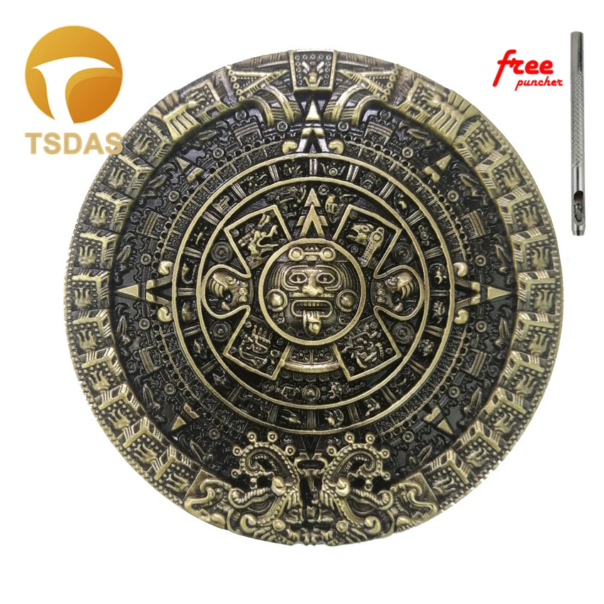 New Aztec Calendar Men's Metal Belt Buckle With Leather Round Cowboy Jeans accessories | Дом и сад
