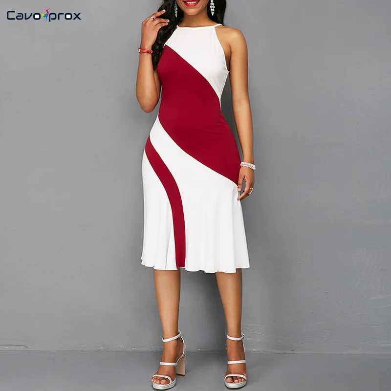 Женское облегающее Повседневное платье до колена с круглым вырезом и лямкой на