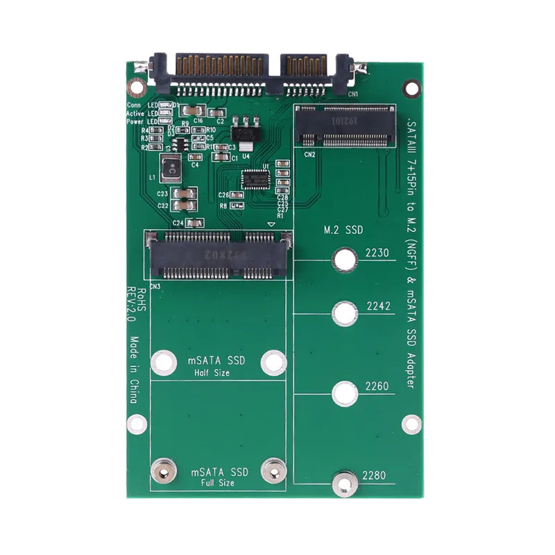 

mSATA & M.2 (B-Key NGFF) 2in1 Sized Multiple SSD to SATA 3 III Adapter Converter C26