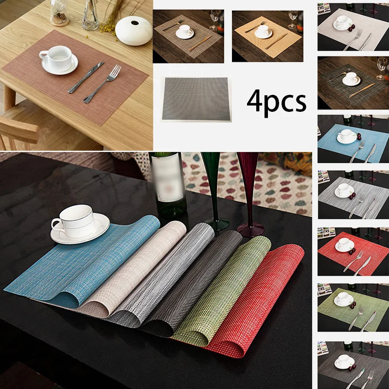 

4Pcs Colorful Heat Resistant Waterproof Placemat Non-fading Washable Home Decoration For Home Hotel
