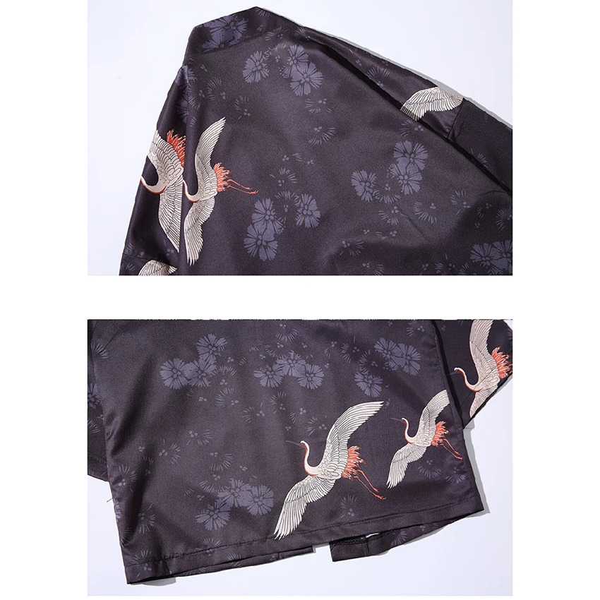 

Kimono Robe Haori Japanese Asian Chinese Clothes for Men Unisex Crane Yukata Retro Party Plus Size Tangsuit Loose Japan Fashion