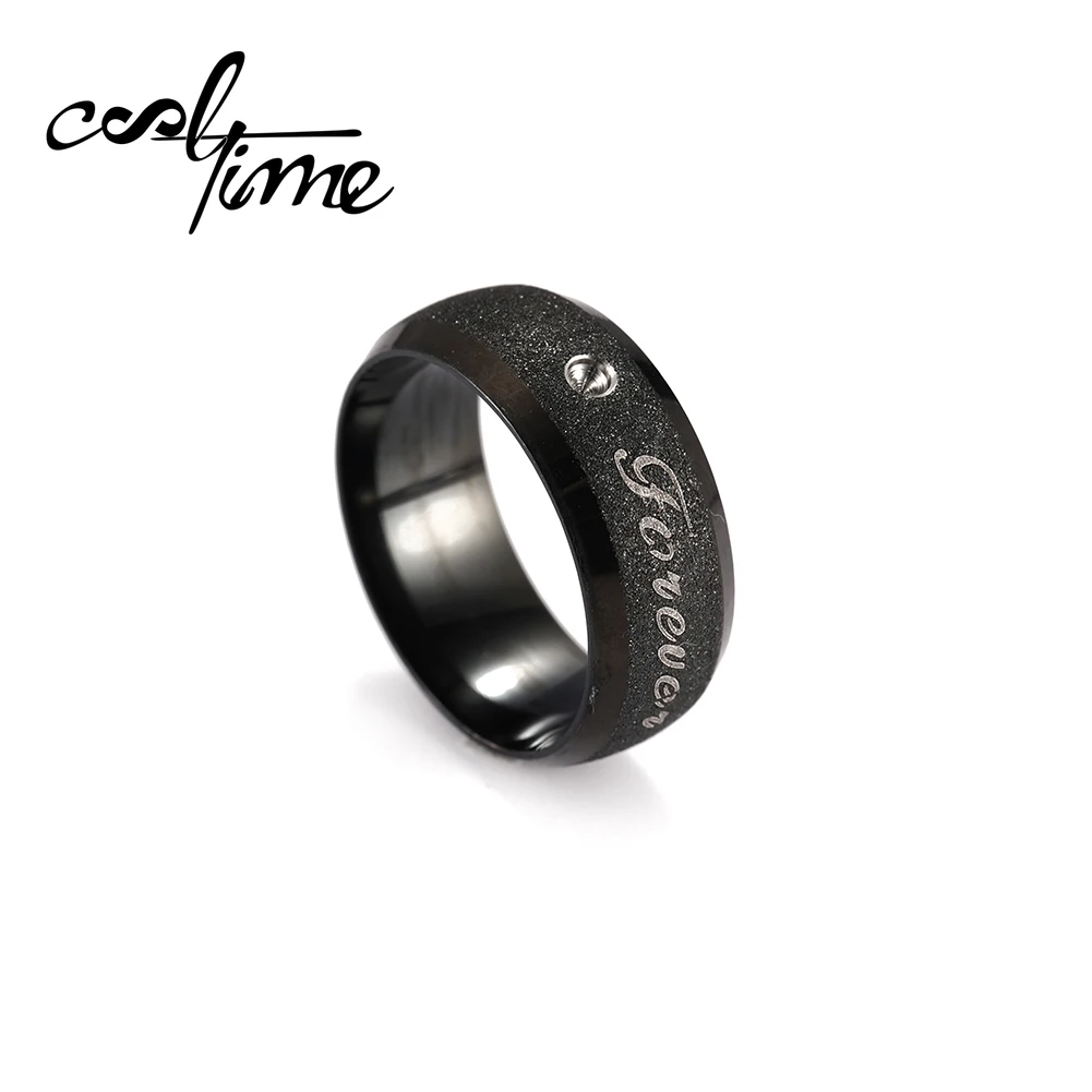 Cooltime 100% нержавеющая сталь не выцветает черное чистое циркониевое кольцо для