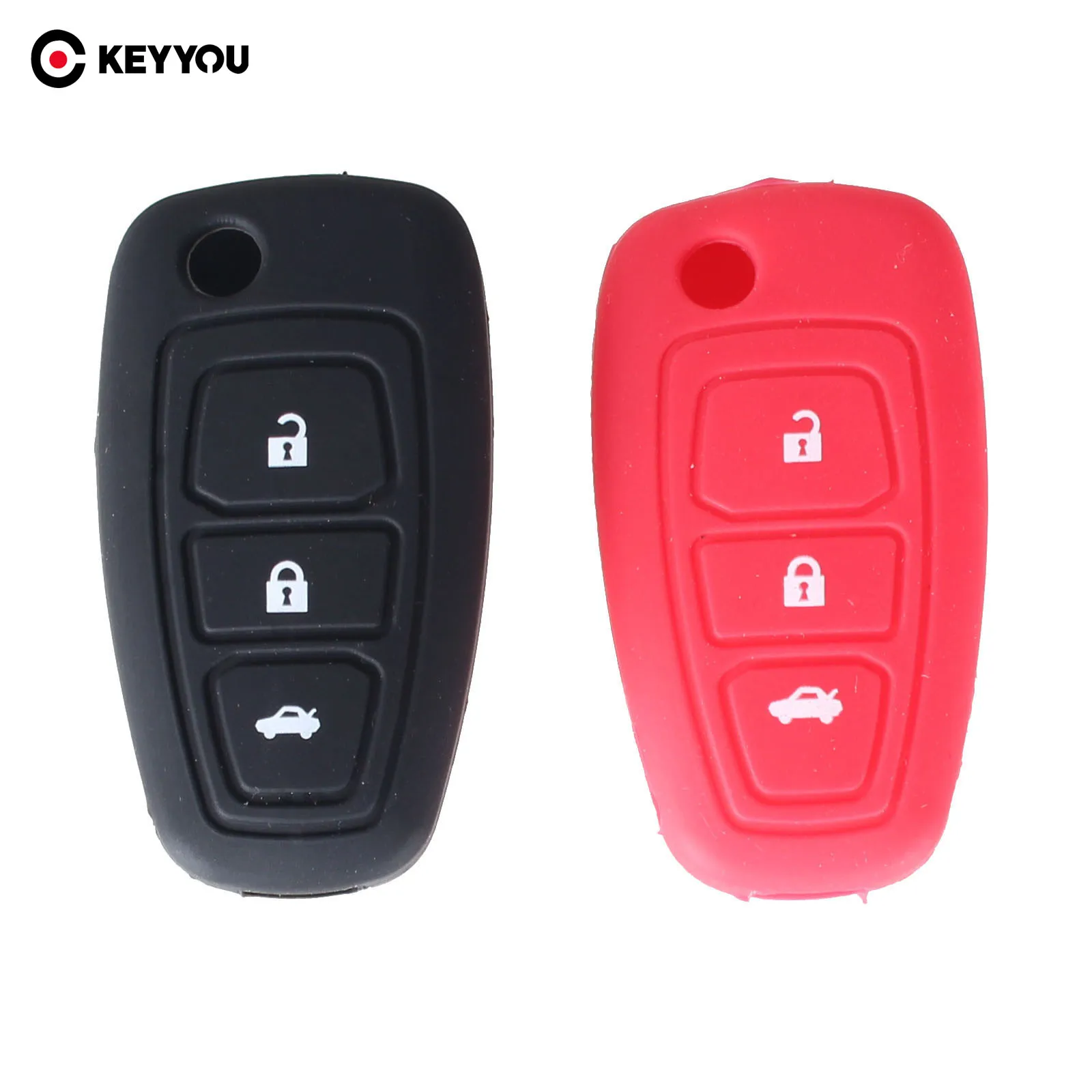 Раскладной чехол KEYYOU для ключей силиконовый Ford Focus Fiesta 2013 Fob 3 кнопки|folding key case|ford