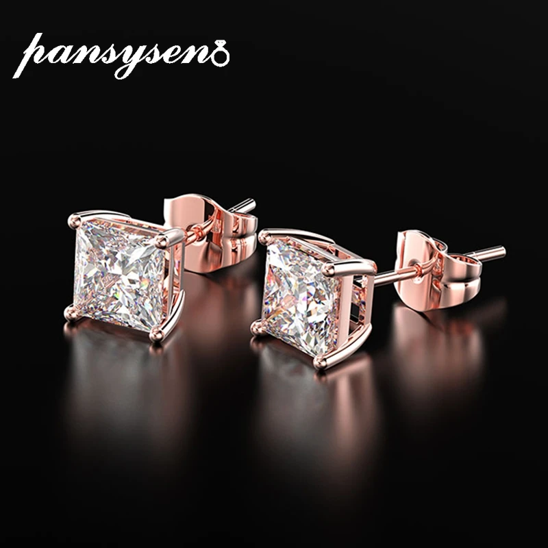 Женские серьги гвоздики из розового золота PANSYSEN роскошные свадебные серебра 925