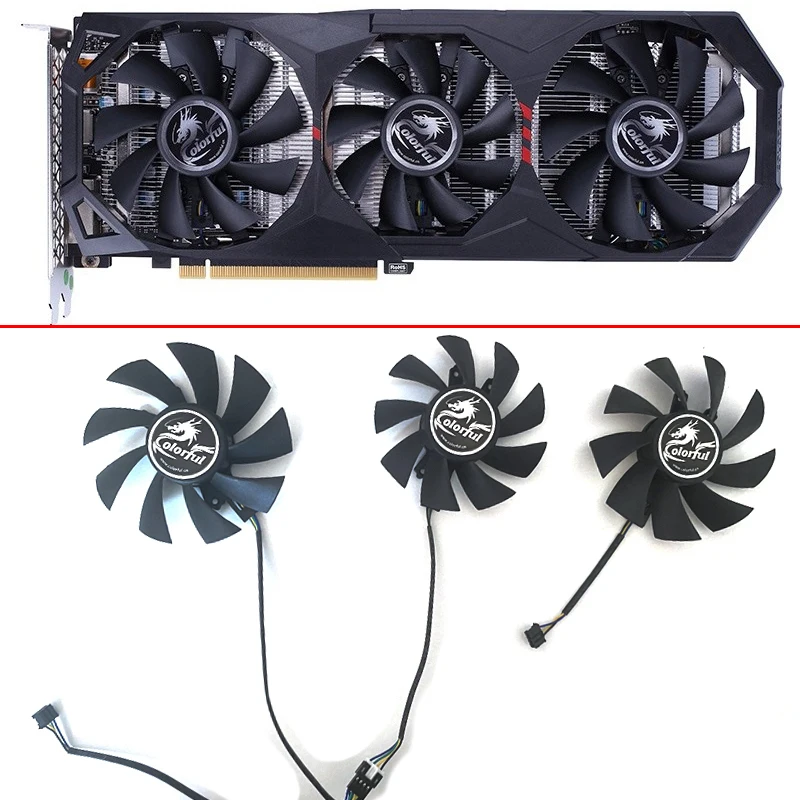 

3pcs 85mm 75mm 4pin RTX2060 GPU Fan For Colorful GeForce RTX 2060 Gaming ES iGame GeForce GTX1660 Ti 1660 Ultra Cooling Fans