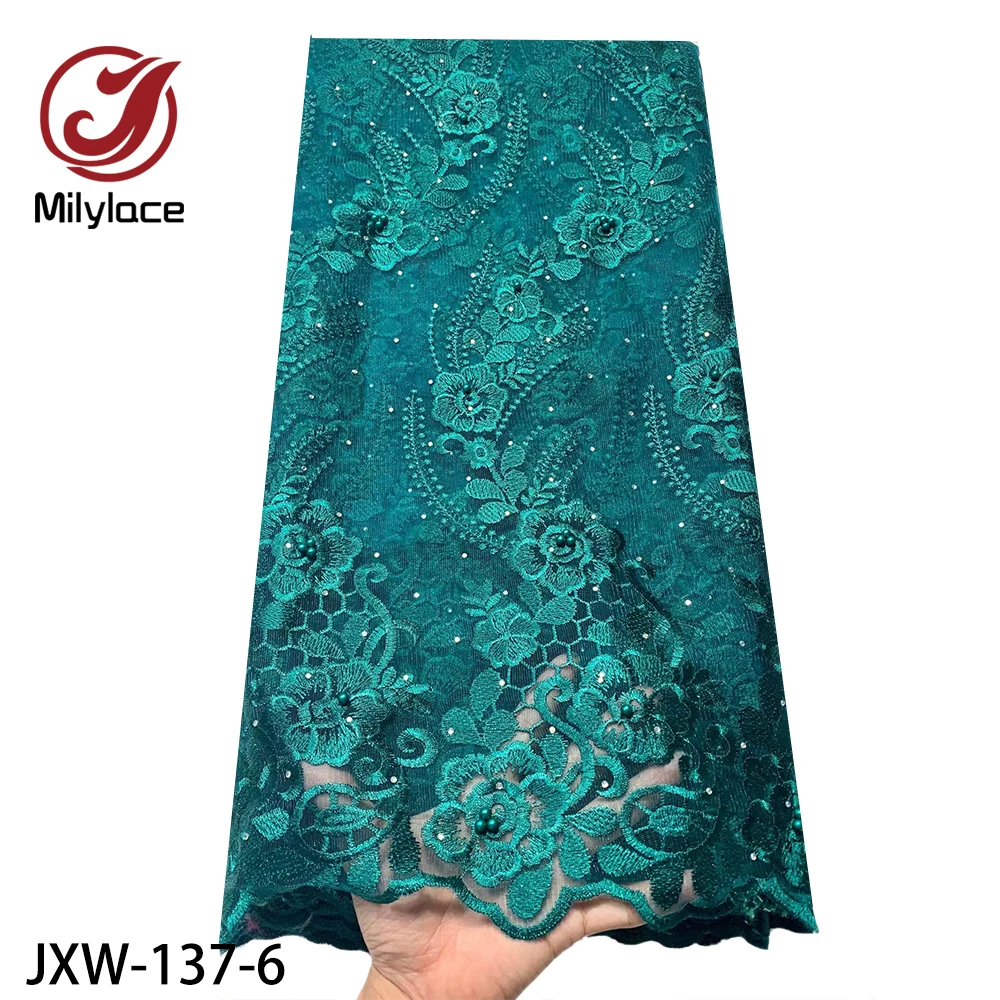 

2020 Latest French Nigerian Embroidery Laces Fabrics High Quality Tulle African Laces Fabric for Wedding Lace Fabric JXW-137