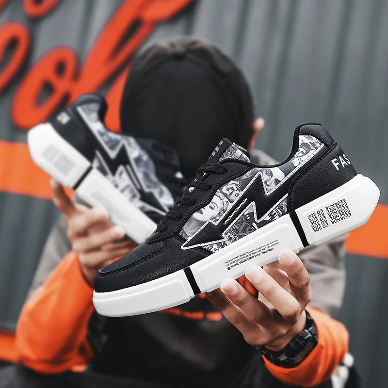 Кроссовки мужские высокие Вулканизированная подошва дышащие на шнуровке