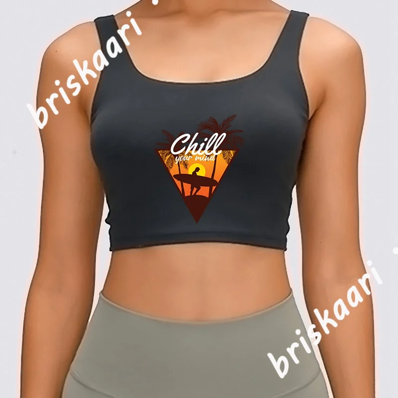 

Chill Your Mind Tank Top Sunlight Standard Summer Comfortable Round Collar Normal Graphic Crop Top Vest