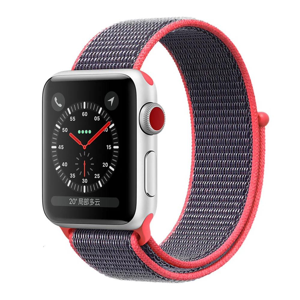 Electric Pink Нейлоновый ремешок для Apple Watch серии 5 42 мм iwatch 44 мм ремешок 38 мм 40 мм iwatch sreies 4 3 2 pulseira браслет ремешок для часов - Цвет ремешка: Electric Pink
