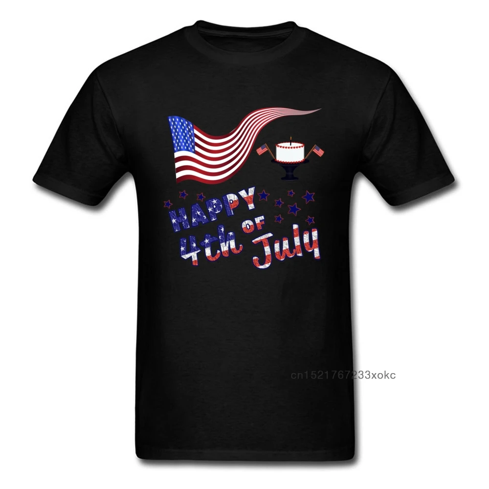 

Happy 4th of July T Shirt Flag Cake T-shirt Men Independence Day Tshirt 100% Cotton Tops Tees USA Stars Clothing Printed