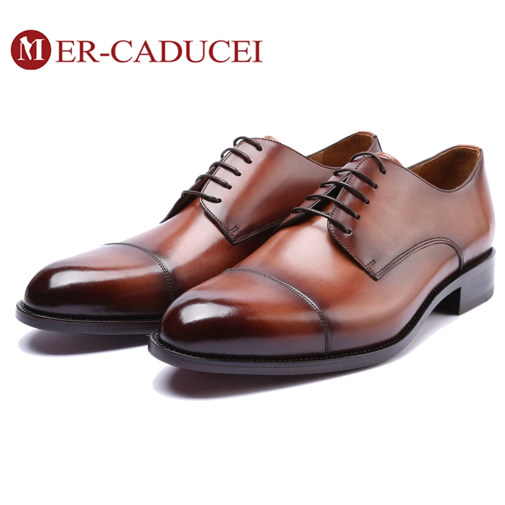 Туфли дерби мужские из натуральной кожи роскошные брендовые винтажные