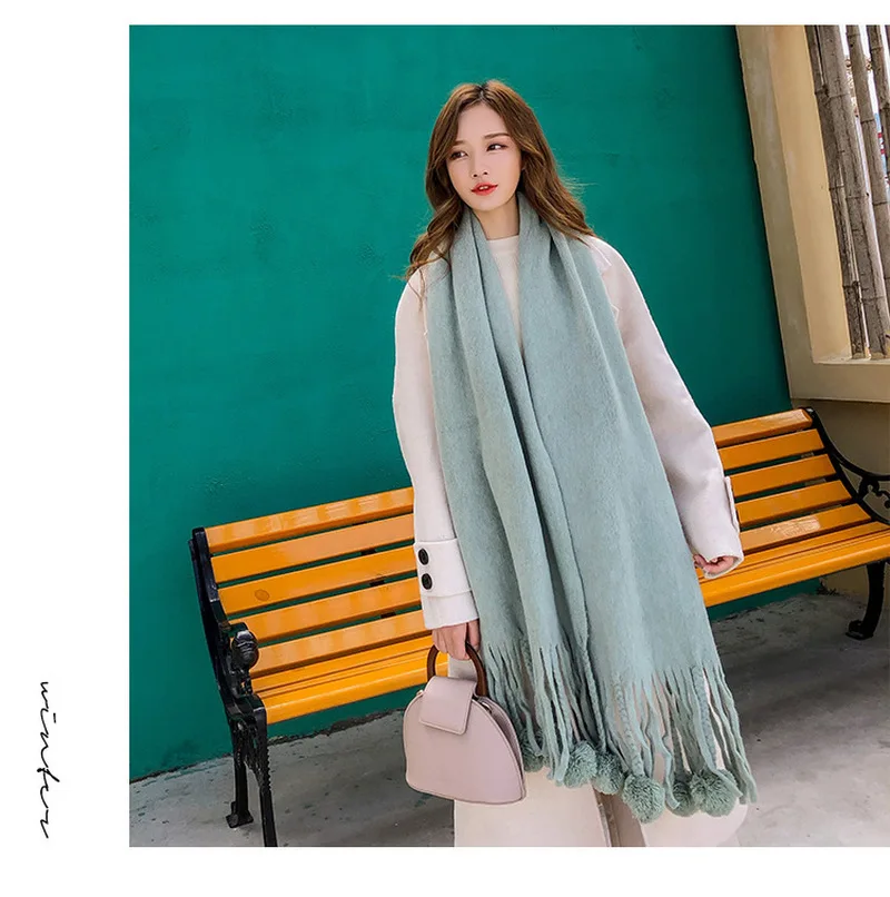 

2019 New Fashion Winter Warm Ponchos and Capes for Women Oversized Shawls and Wraps Cashmere Wild Warm Thick Fringed Scarf