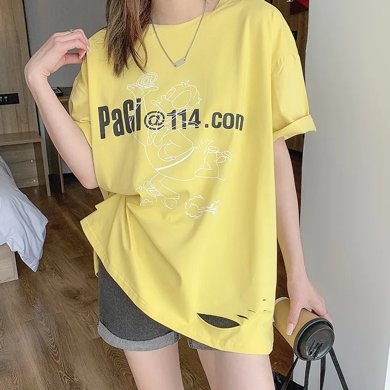 

Disney 2021 Donald Duck T-shirt short sleeve Korean fashion cartoon loose Harajuku lazy wind T-shirt combi and bodysuits