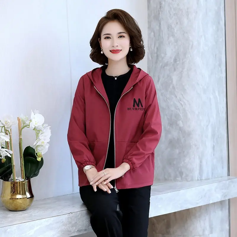 

New Autumn Women's Jackets Long Sleeve Causal Windbreaker Female Hooded Basic Coats Loose Outwear Plus size