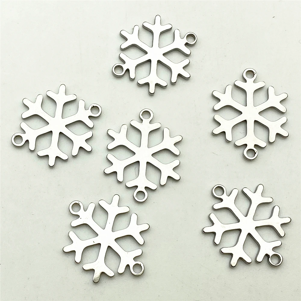 10pcs Winter Snowflake Charm Bracelet Pendant Stainless Steel Connector Connectors Jewelry Handmade Diy Making | Украшения и