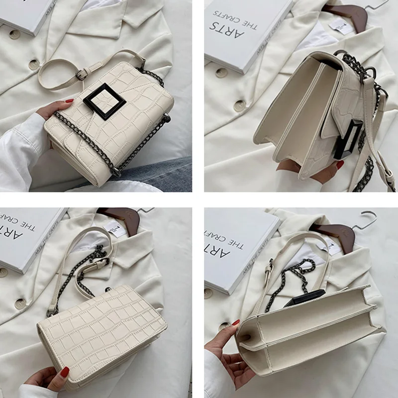 

Vintage Crocodile Flap Chain Women Crossbody Bags 2021 Fashion Handbags Ladies Shoulder Messenger Bags Clutch Female Purse
