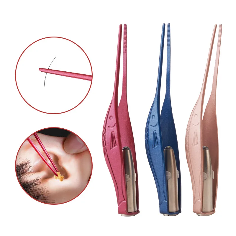 Хит продаж светодиодный Пинцет для чистки ушей пинцет из нержавеющей стали