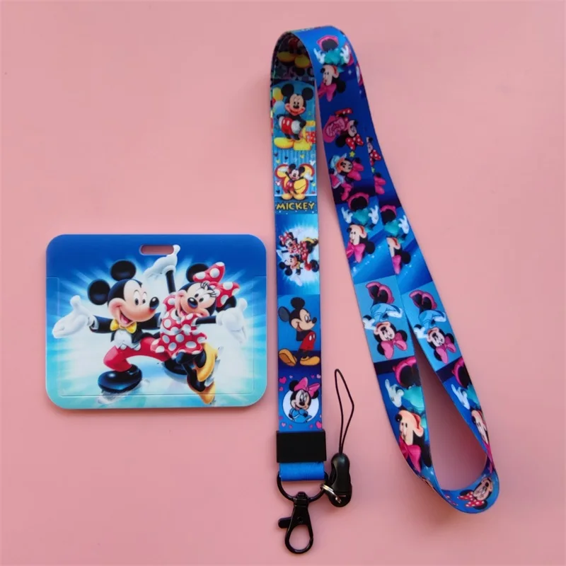 Disney Mickey Minnie Mouse Kids ID Business Badge Card Case Frame ABS Employee Case Cover Student Lanyard Name Card Holder images - 6