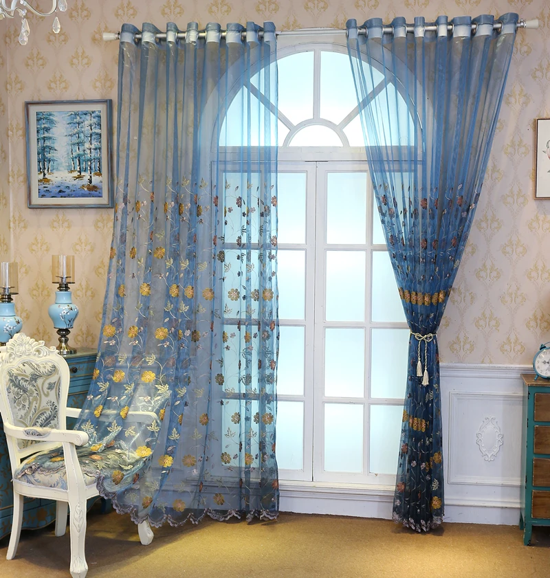 Роскошные прозрачные Занавески в деревенском стиле с листьями для гостиной