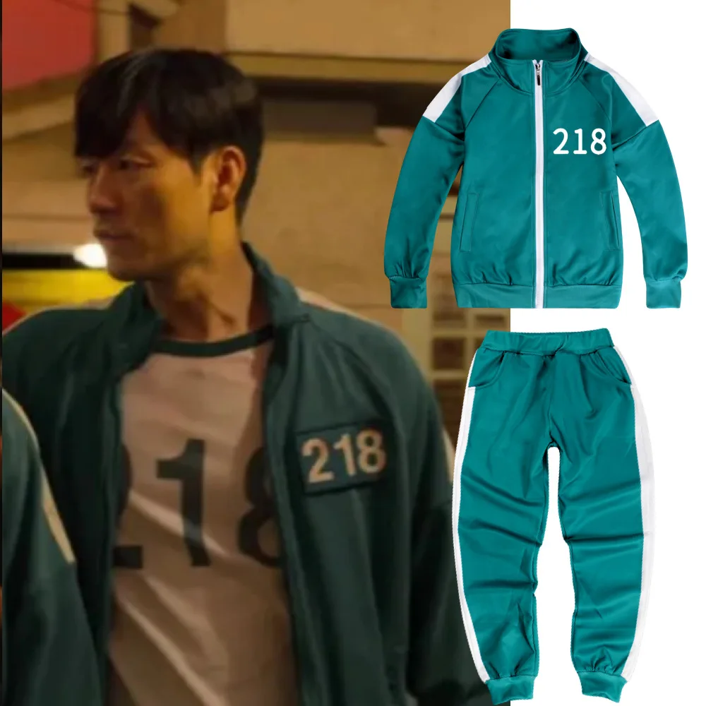 

2021Squid Game Jacket T-shirt Pants 3-piece set Round Six Kids Costumes Cosplay boys girls Sports Zipper 007 218 Sweatshirts Set