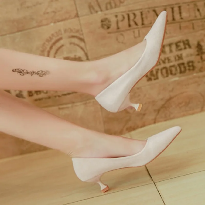 Новинка Весна 2020 женские повседневные туфли на высоком каблуке удобные тонком с