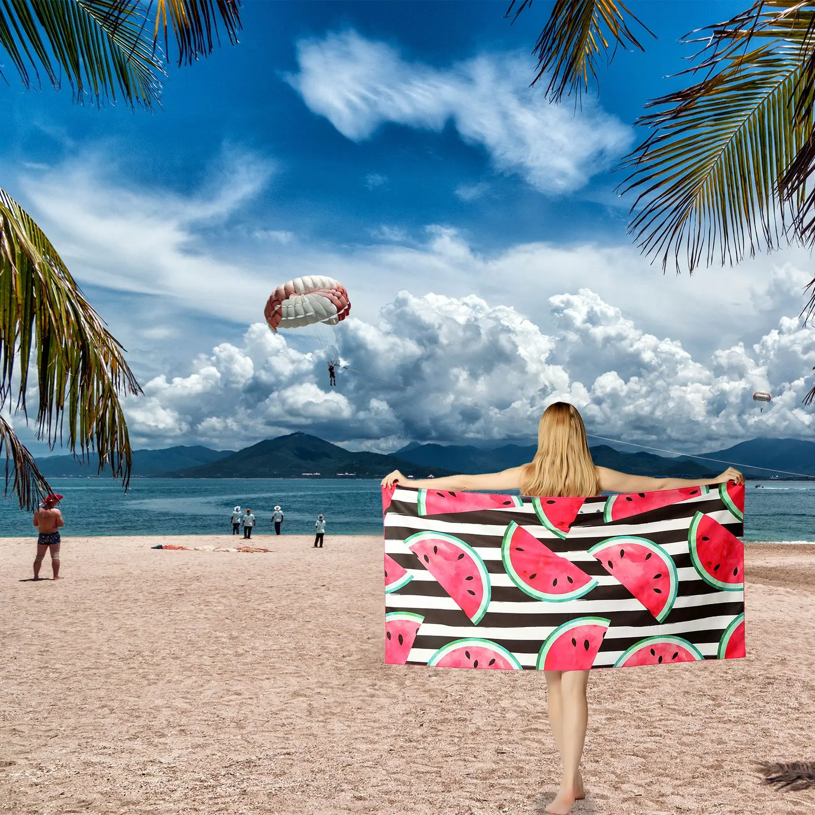 

Watermelon Beach Towel Velvet Quick Drying Rectangular Bath Towel Beach Chair Pad Swimming Pool Drying Towel Double Faced